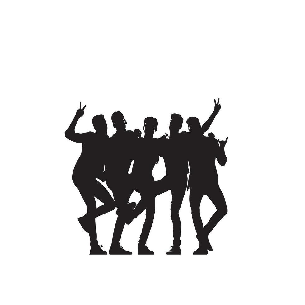 Friends silhouette on white background. Group of Friends' illustration. vector