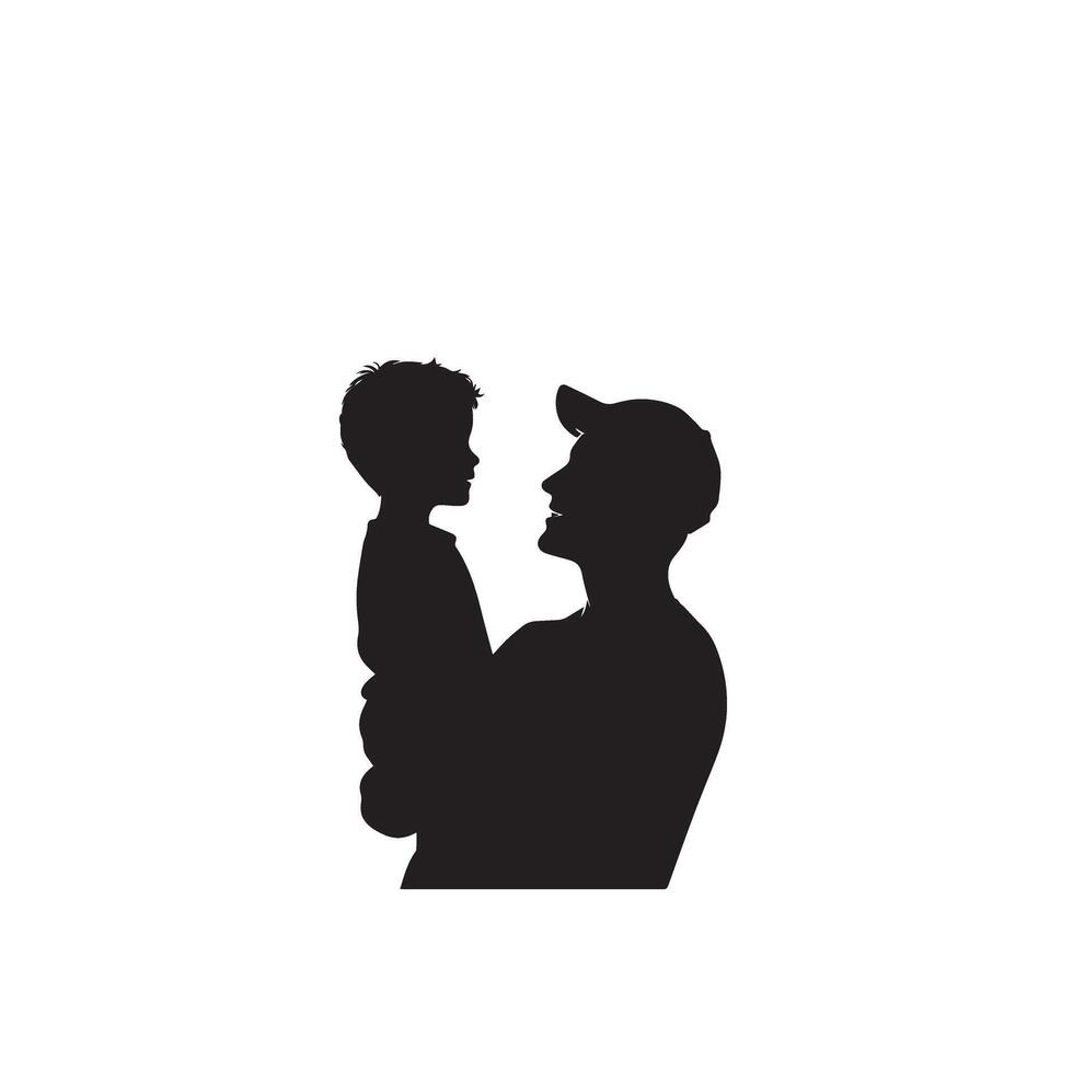 Father and son silhouette on white background. Father and son logo, illustration. vector