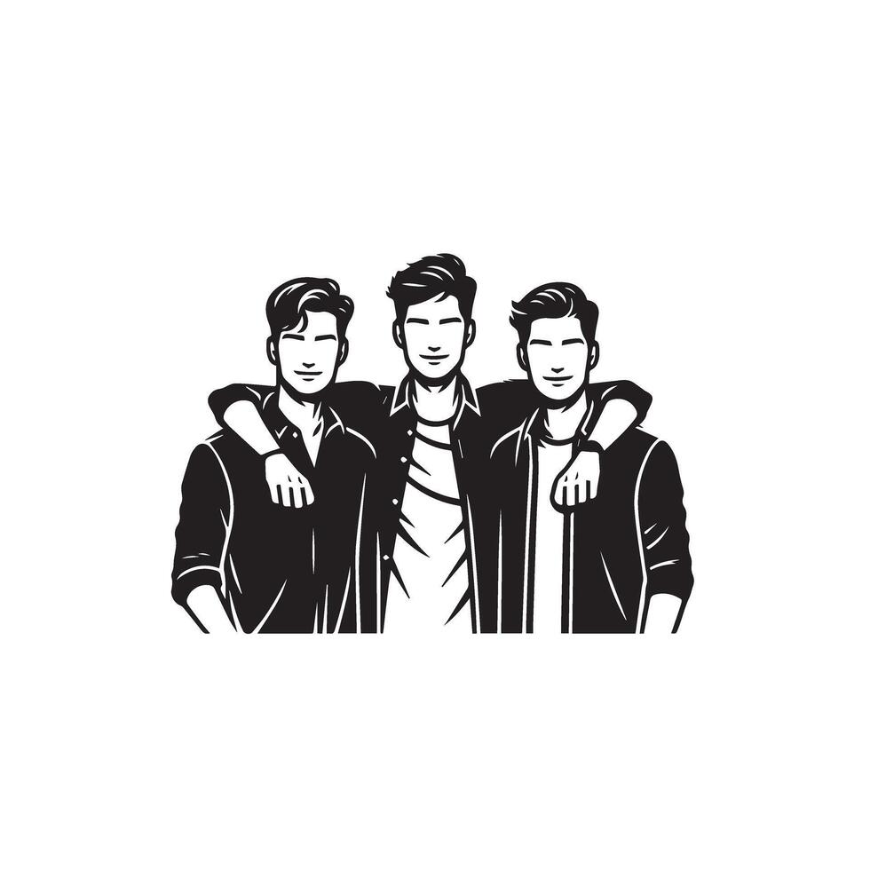 Friends silhouette on white background. Group of Friends' illustration. vector