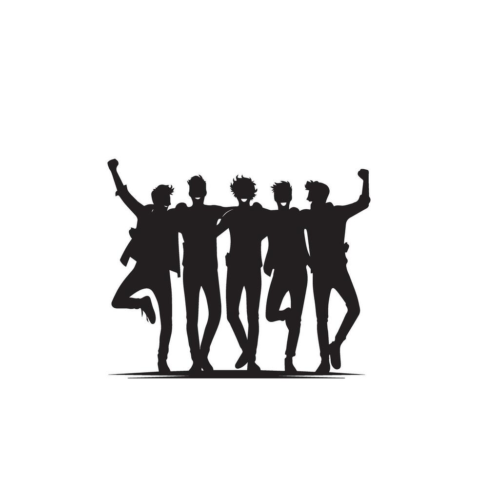 Friends silhouette on white background. Group of Friends' illustration. vector