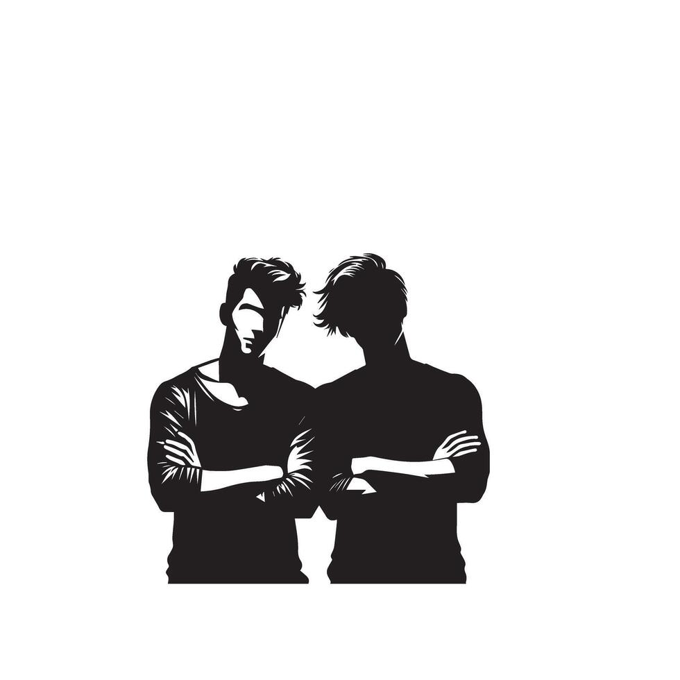 Friends silhouette on white background. Group of Friends' illustration. vector