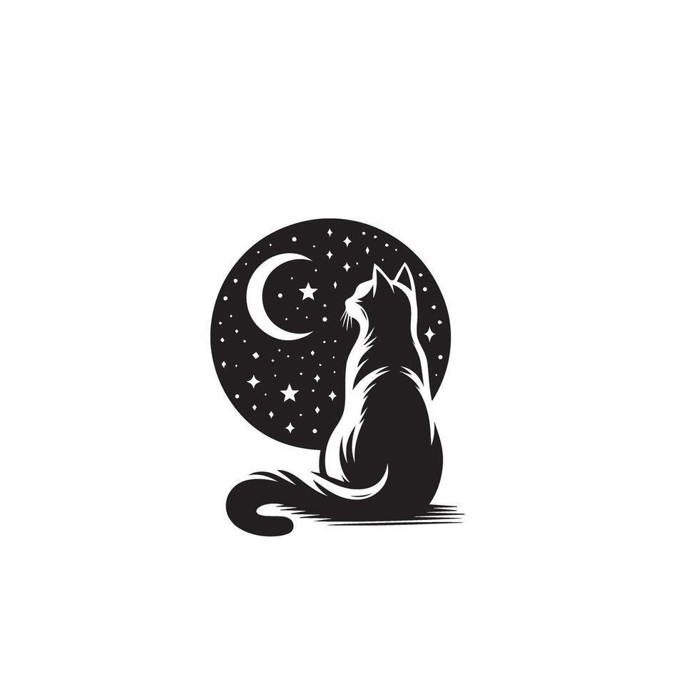 Cat silhouette on white background. Playing cat illustration. cat playing silhouette vector