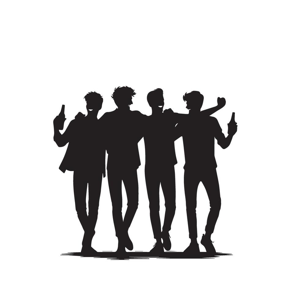Friends silhouette on white background. Group of Friends' illustration. vector