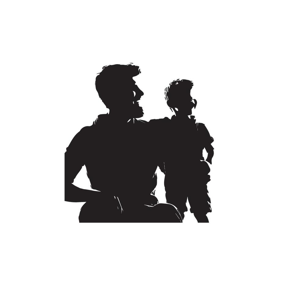 Father and son silhouette on white background. Father and son logo, illustration. vector