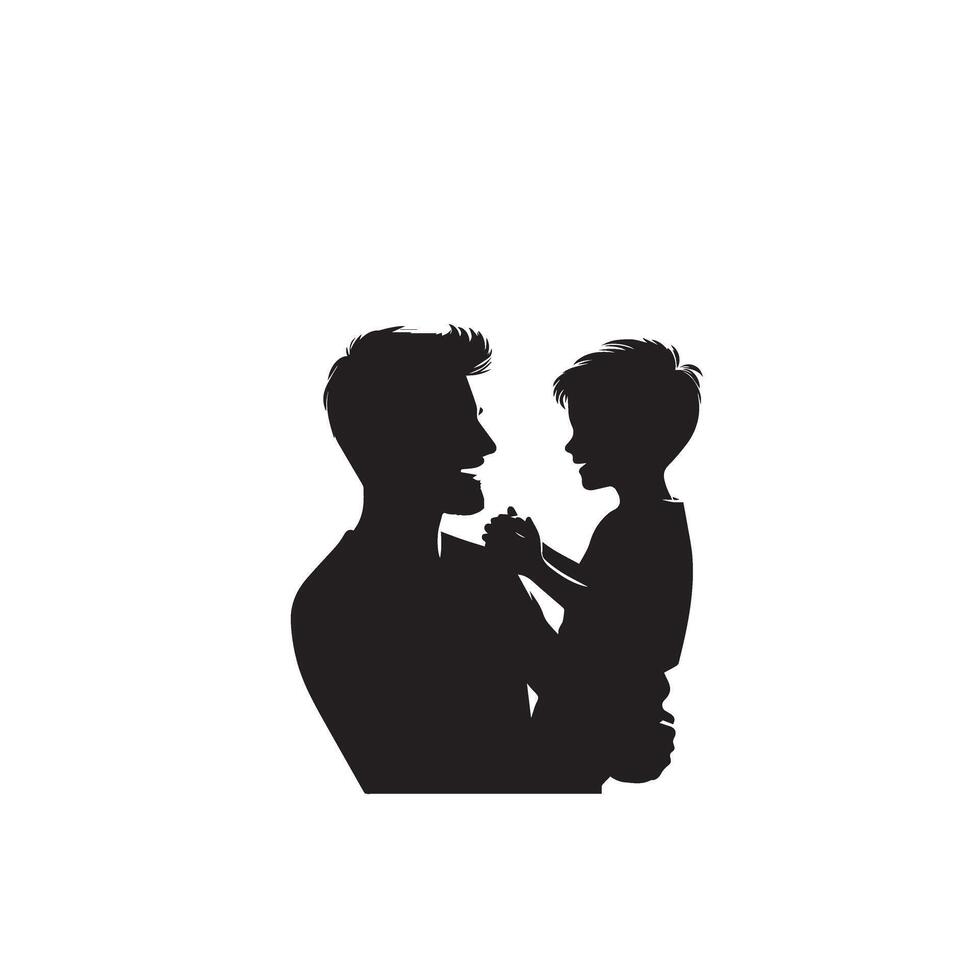 Father and son silhouette on white background. Father and son logo, illustration. vector