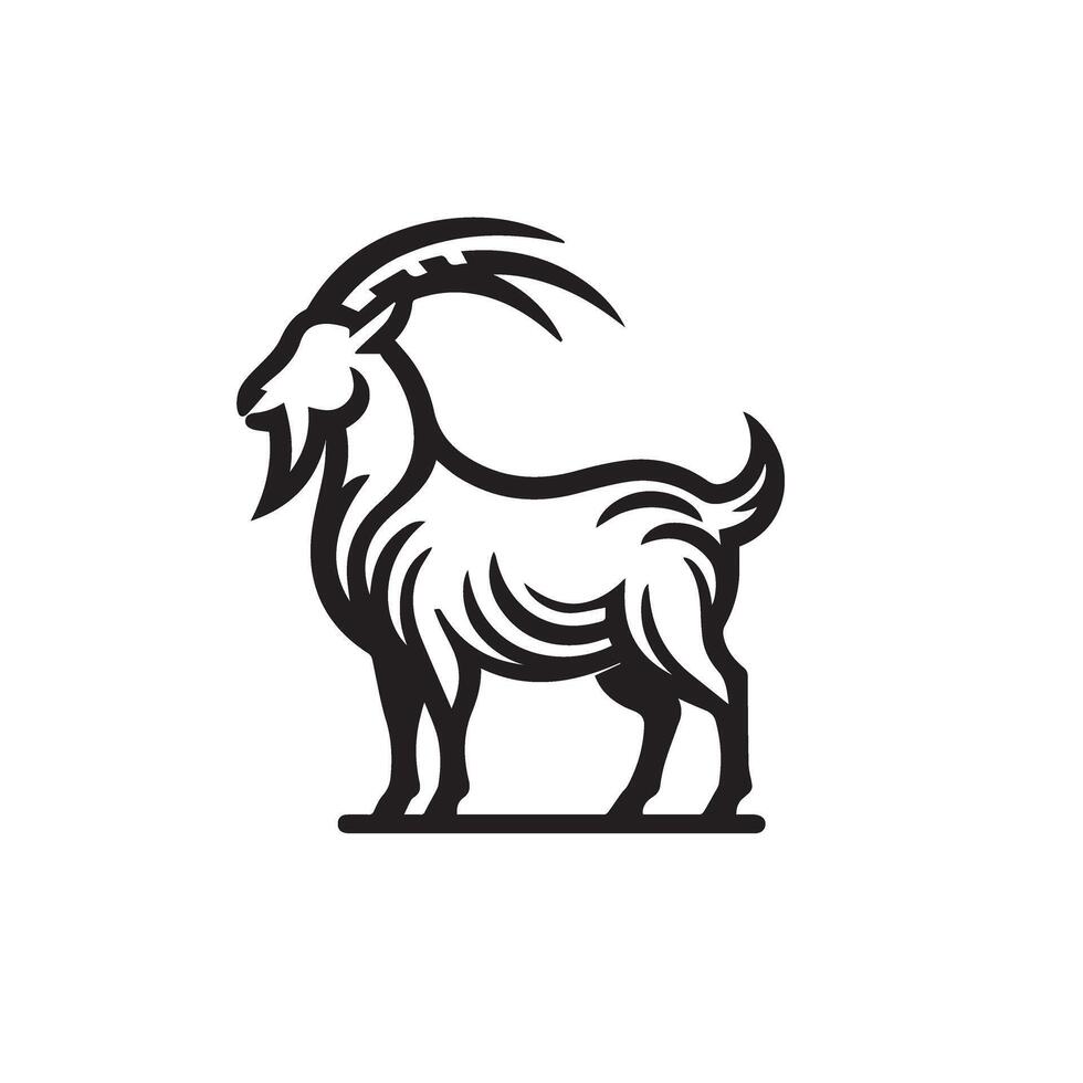 Goat silhouette on white background. Goat logo, Goat illustration vector