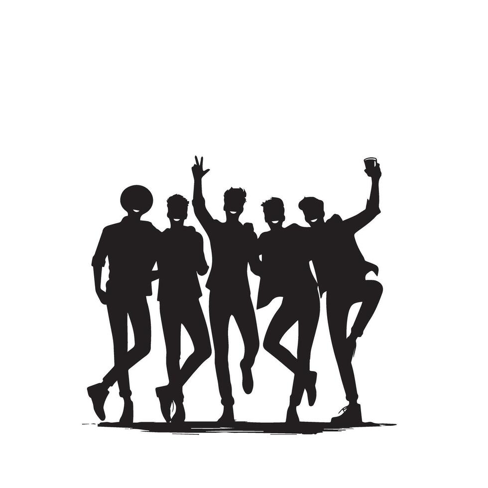Friends silhouette on white background. Group of Friends' illustration. vector