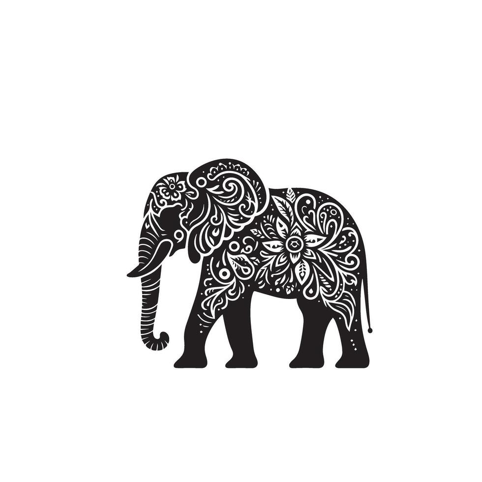 Elephant silhouette isolated on white background. Elephant logo. vector