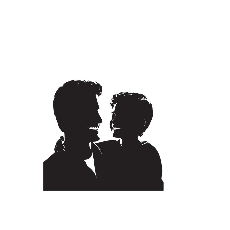 Father and son silhouette on white background. Father and son logo, illustration. vector
