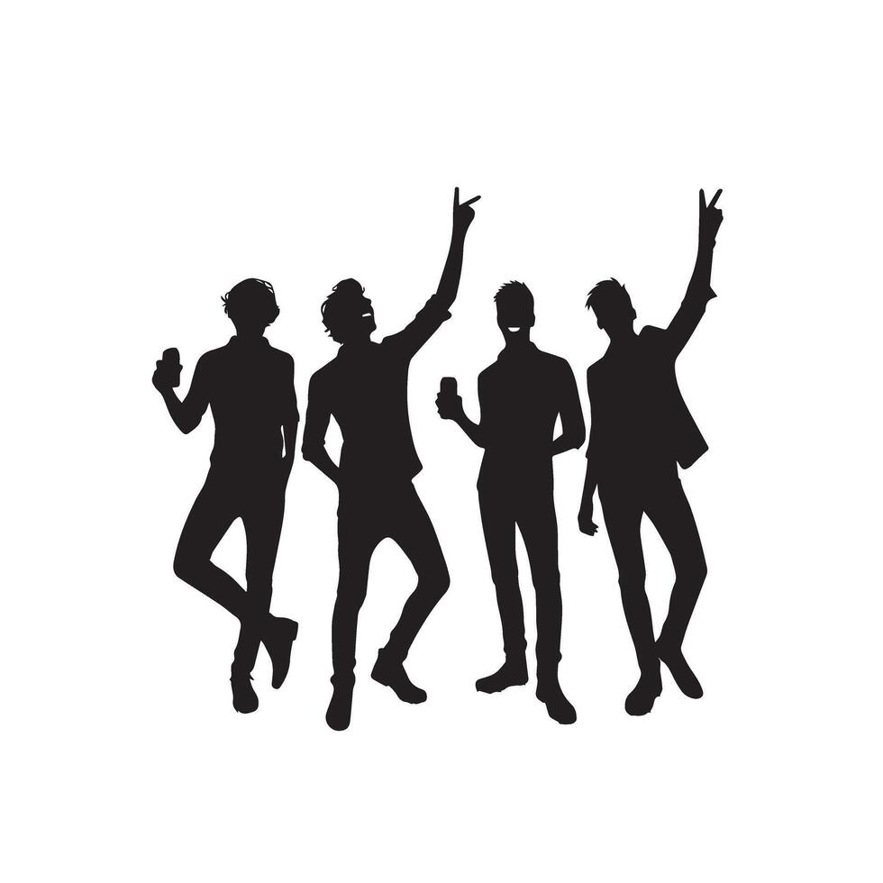 Friends silhouette on white background. Group of Friends' illustration. vector