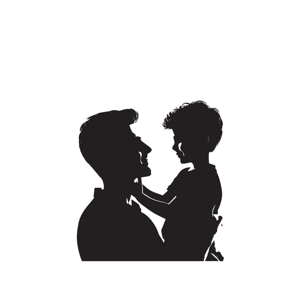 Father and son silhouette on white background. Father and son logo, illustration. vector
