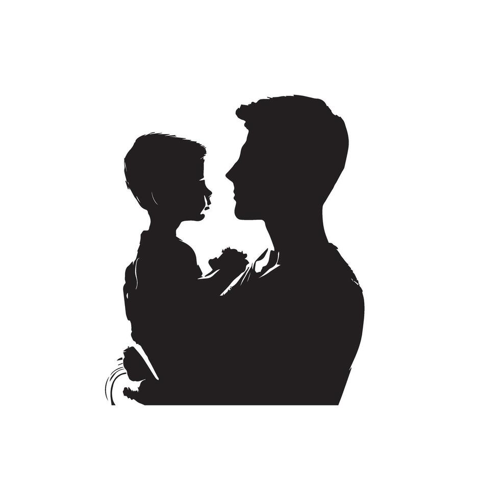 Father and son silhouette on white background. Father and son logo, illustration. vector