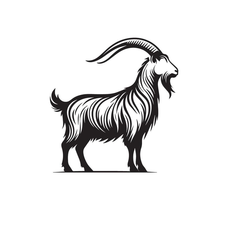 Goat silhouette on white background. Goat logo, Goat illustration vector