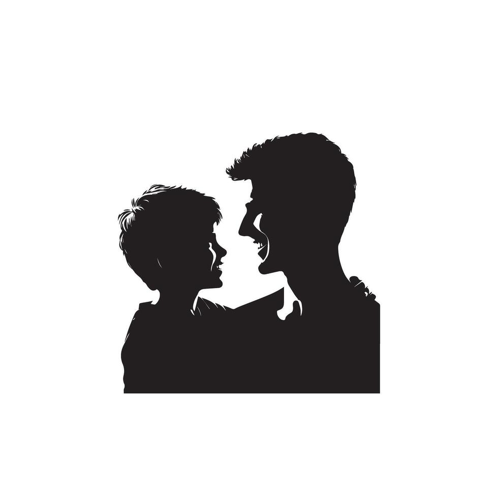 Father and son silhouette on white background. Father and son logo, illustration. vector
