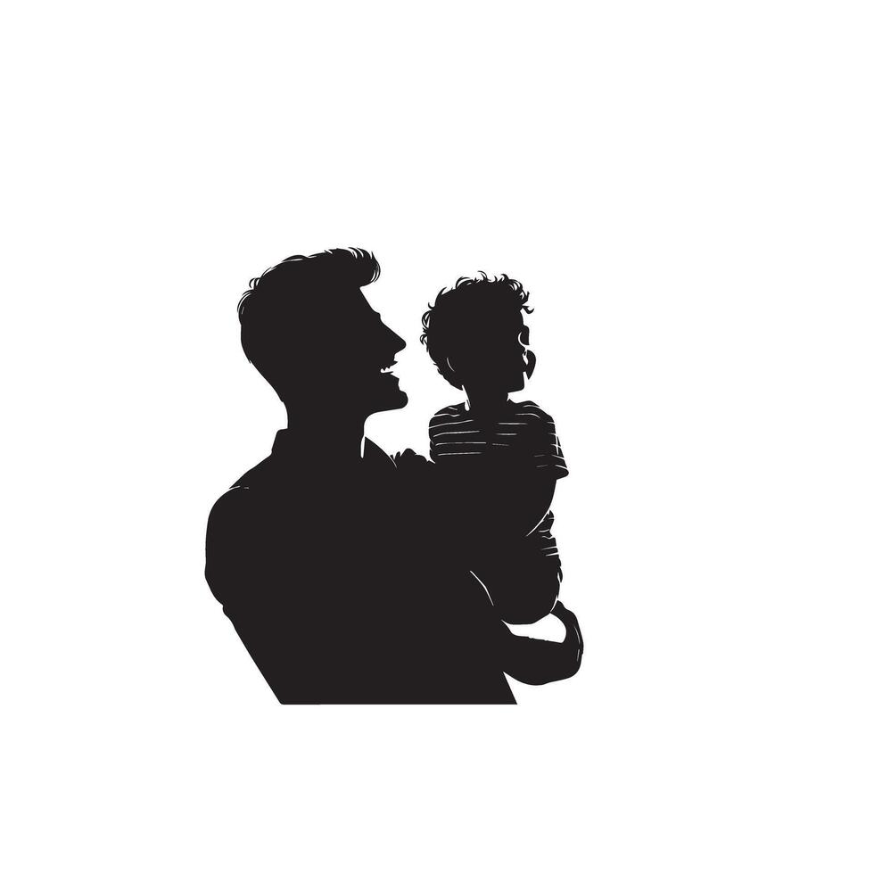 Father and son silhouette on white background. Father and son logo, illustration. vector