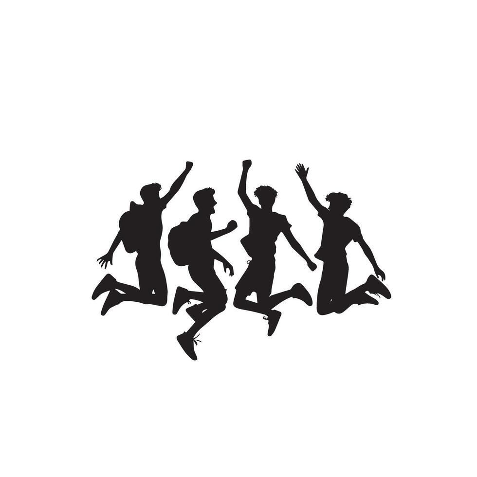 Friends silhouette on white background. Group of Friends' illustration. vector