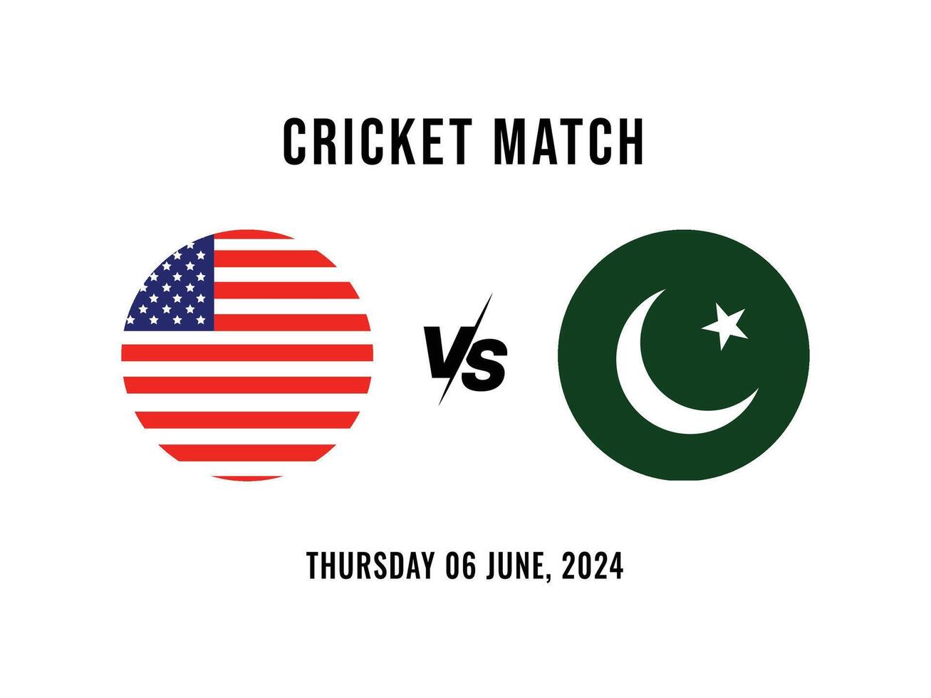 United states VS Pakistan, Cricket Match concept with creative illustration of participant countries flag isolated with white background. Cricket Match or Head to Head Template USA VS PAKISTAN. vector