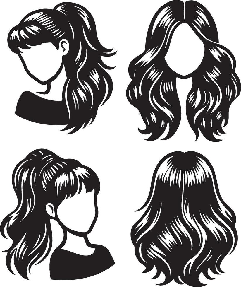 girl hairstyle bundle vector