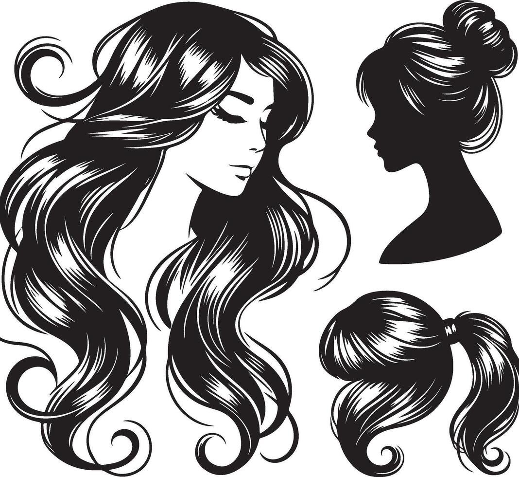 girl hairstyle bundle vector