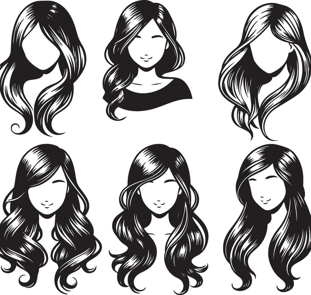 girl hairstyle bundle vector