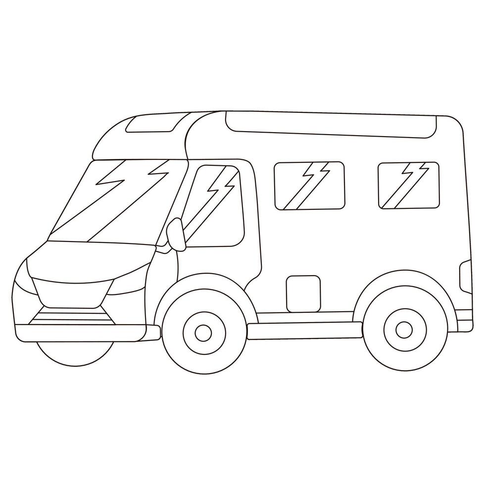 Van truck or RV car for delivery or camping in black and white style vector