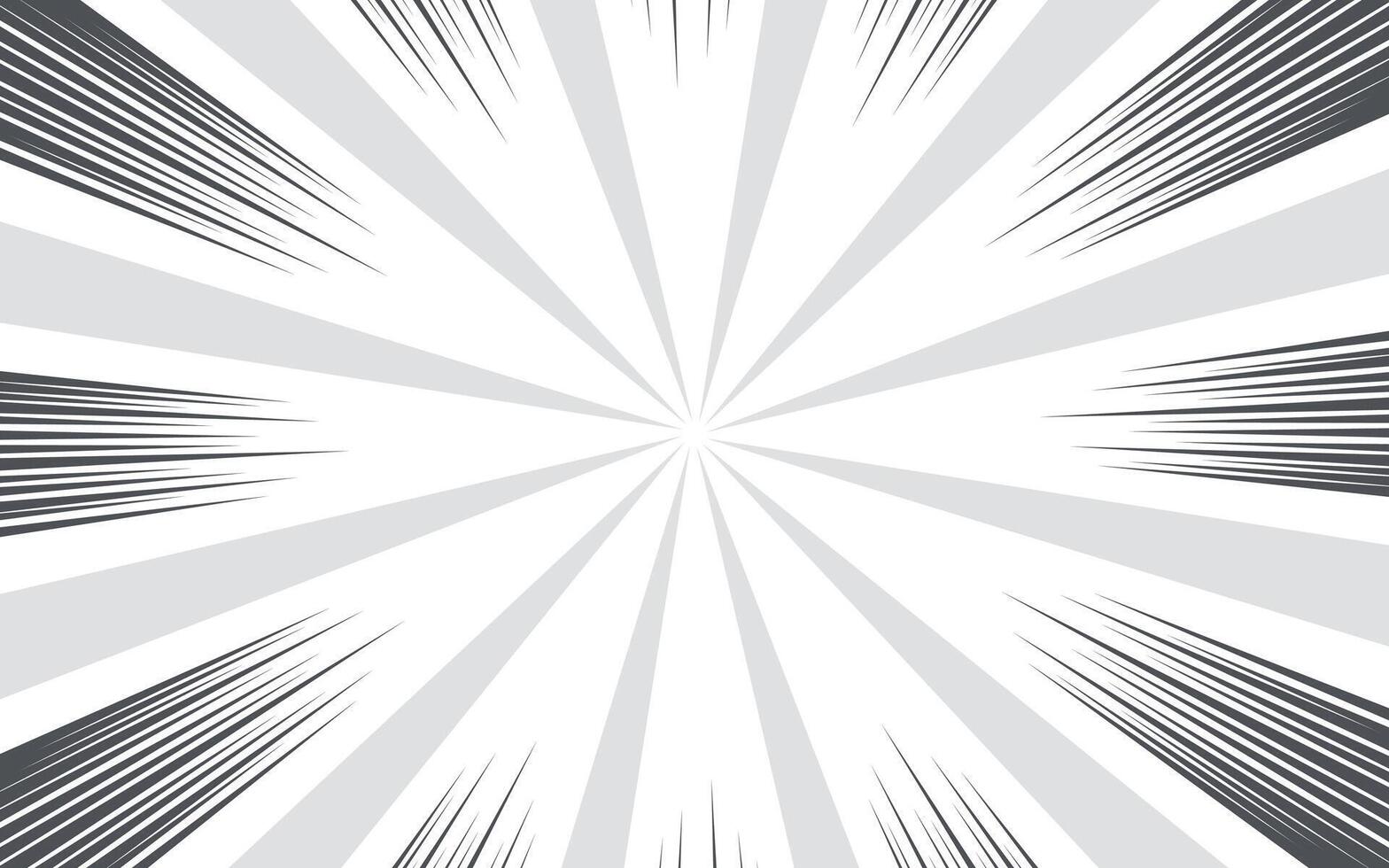Comic book black and white radial lines background. Manga speed frame. Super hero action. illustration. vector
