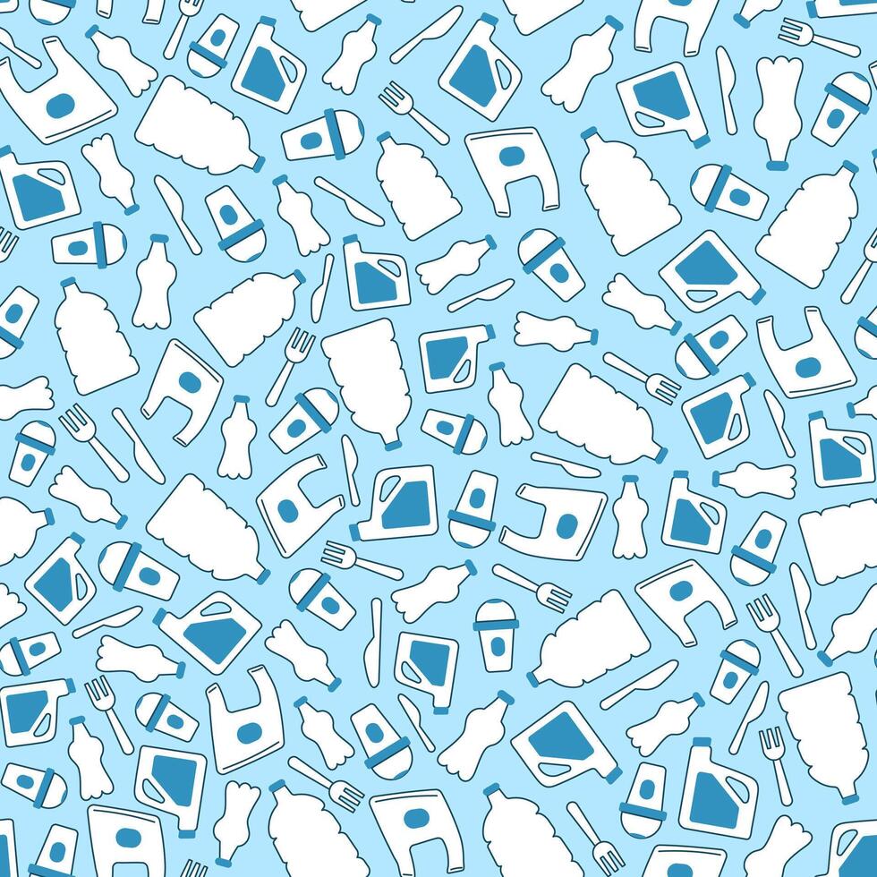 Seamless pattern of plastic pollution, reuse reduce recycle vector