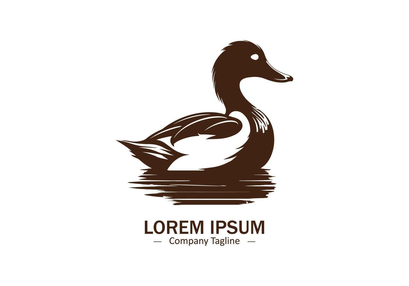 Duck swan drake in water logo icon silhouette vector