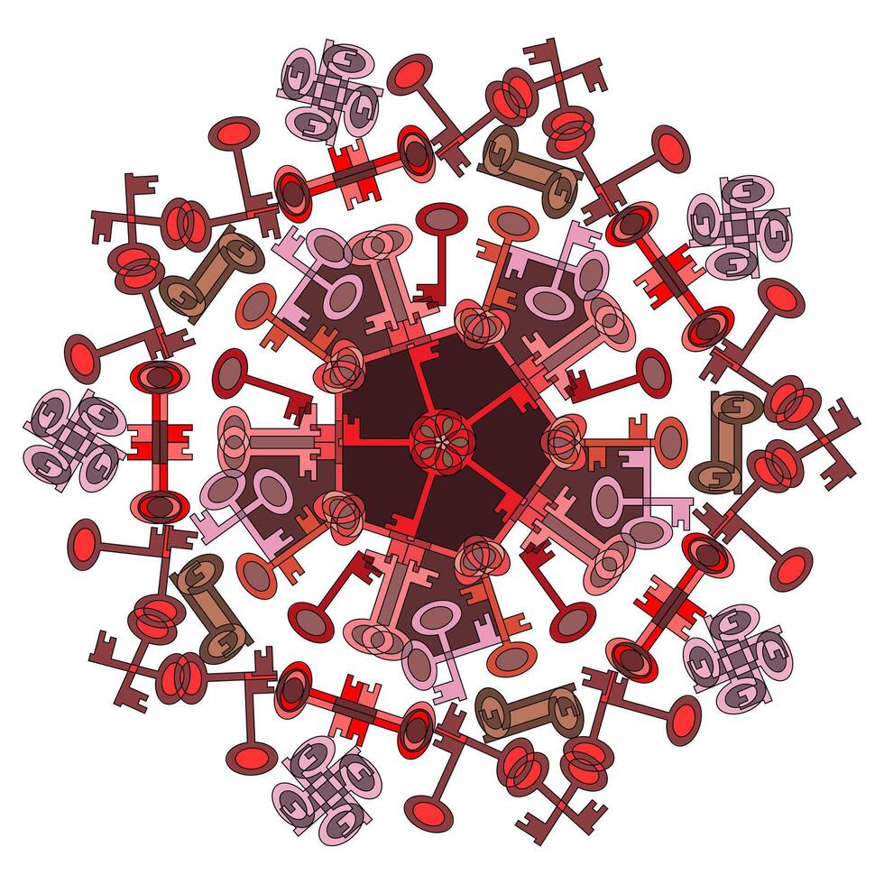 Colored mandala with padlocks on a white background vector