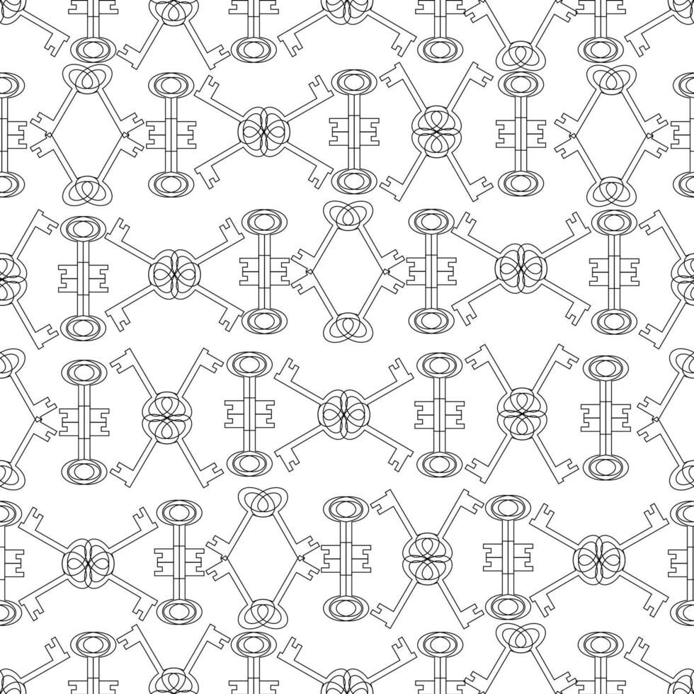 Seamless pattern with keys forming an ornament on a white background vector