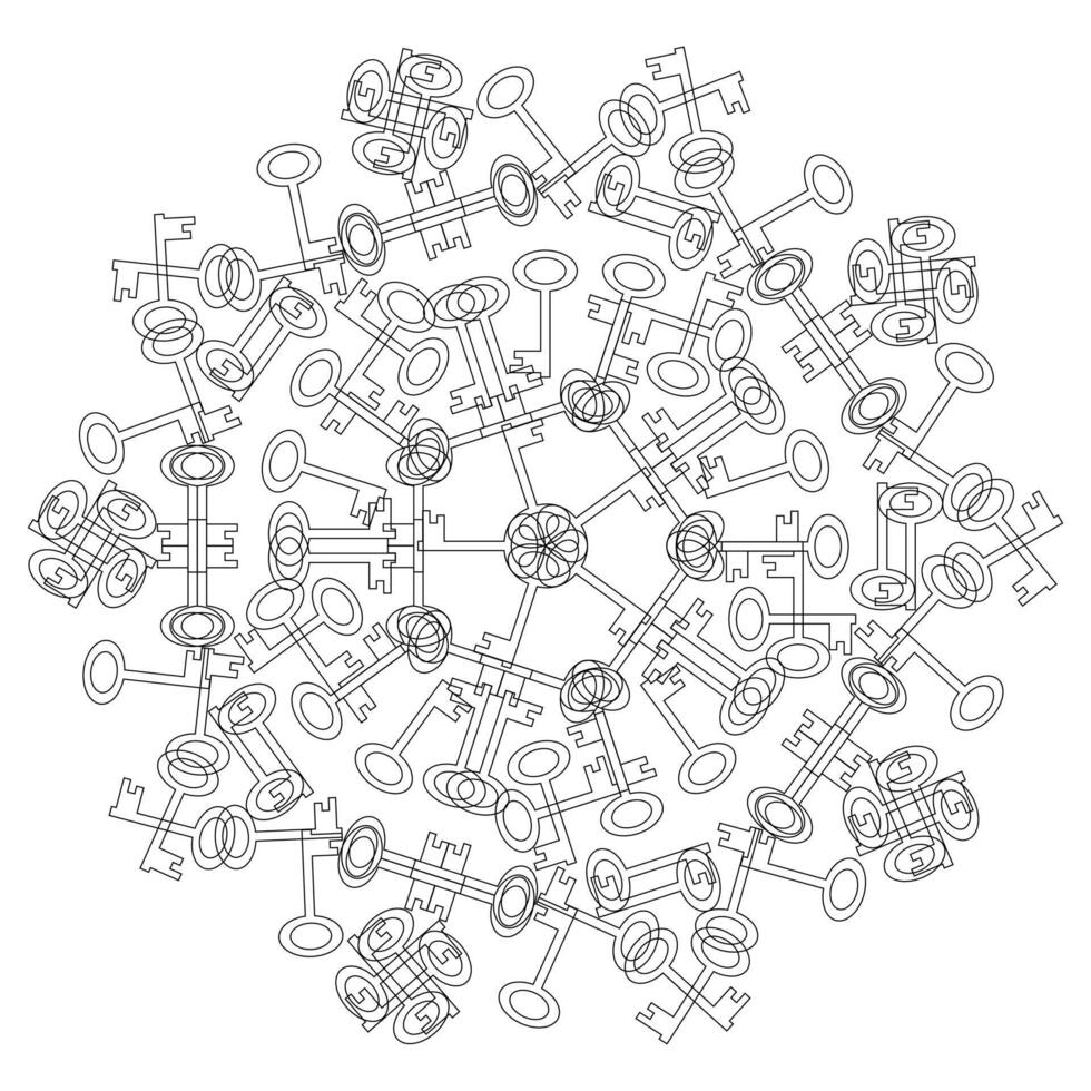 Mandala black and white with padlocks on a white background vector