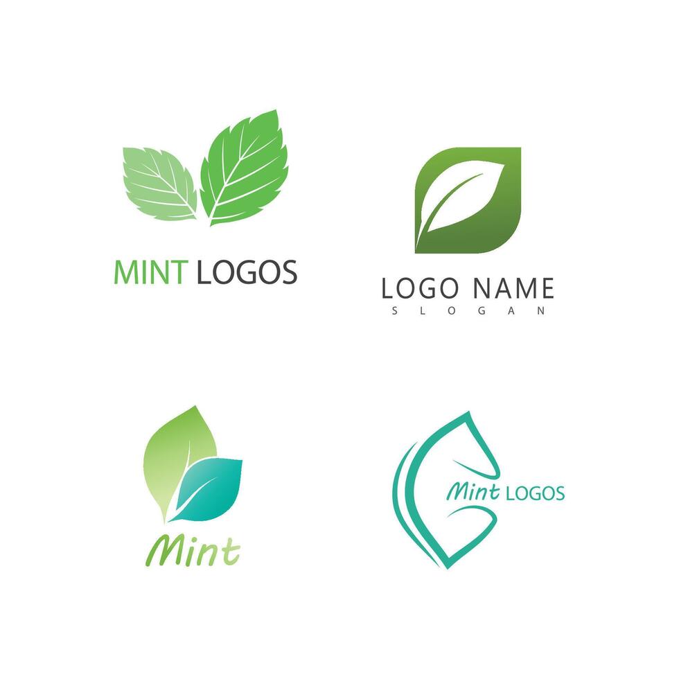 Mint leaf logo element template and symbol vector