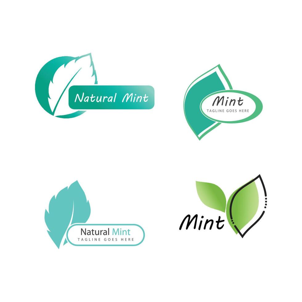 Mint leaf logo element template and symbol vector