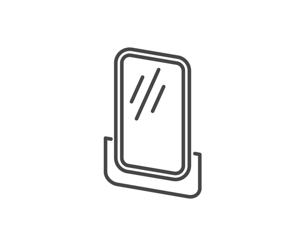Makeup and cosmetics. Linear graphic beauty icons in the form of a face mirror. vector