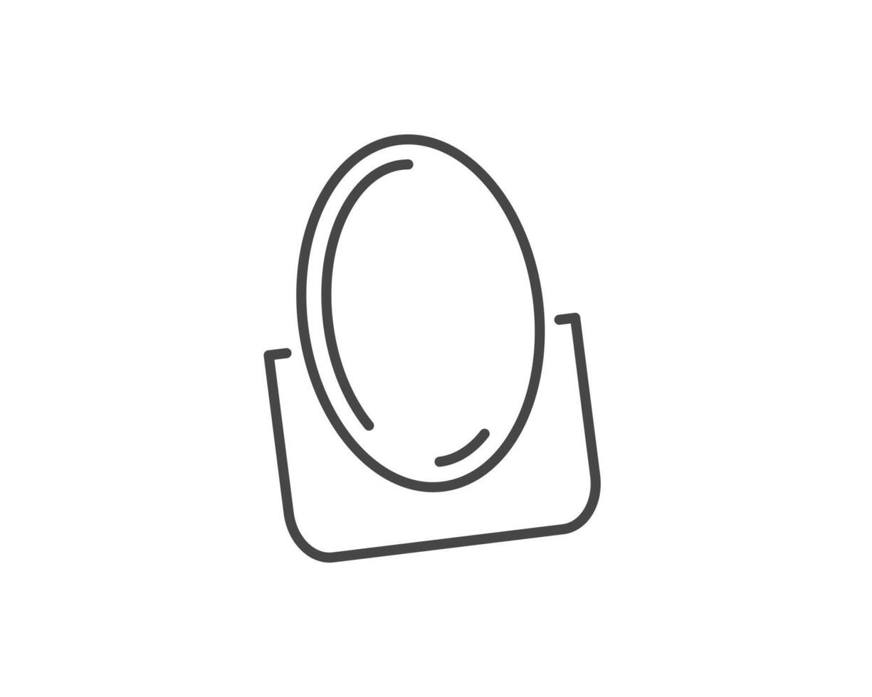 Makeup and cosmetics. Linear graphic beauty icons in the form of a face mirror. vector