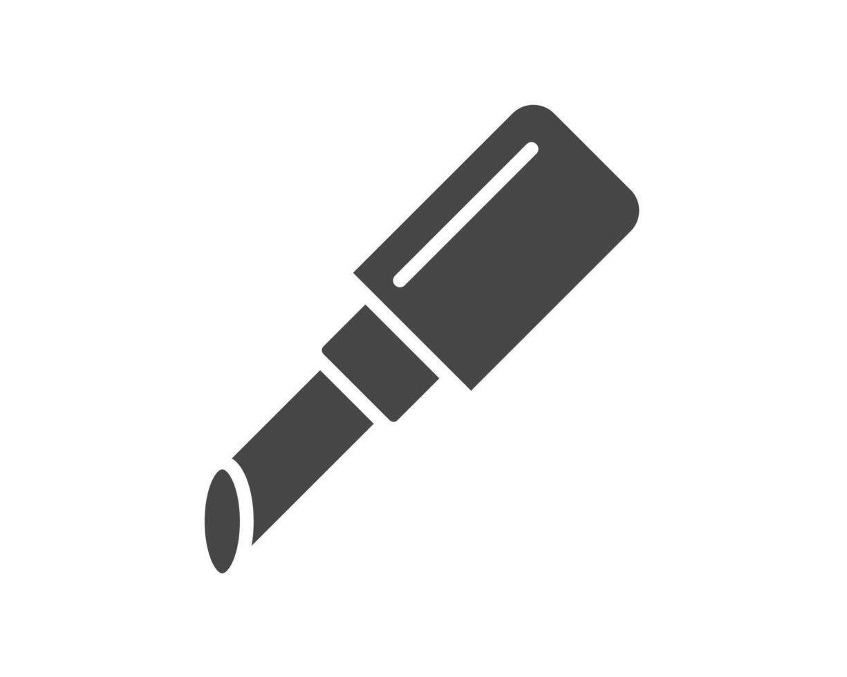 Makeup and cosmetics. Beauty linear graphic black icons in the form of lipstick with lip care cap. vector