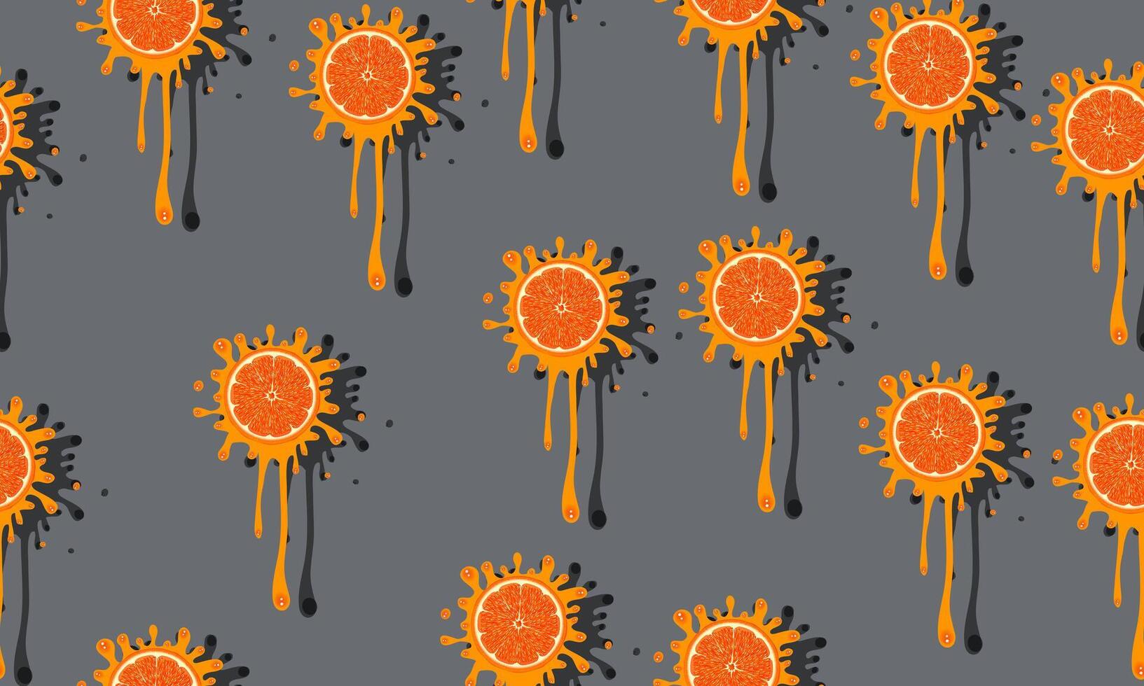 Seamless pattern with fresh juice splash burst isolated on dark background. vector