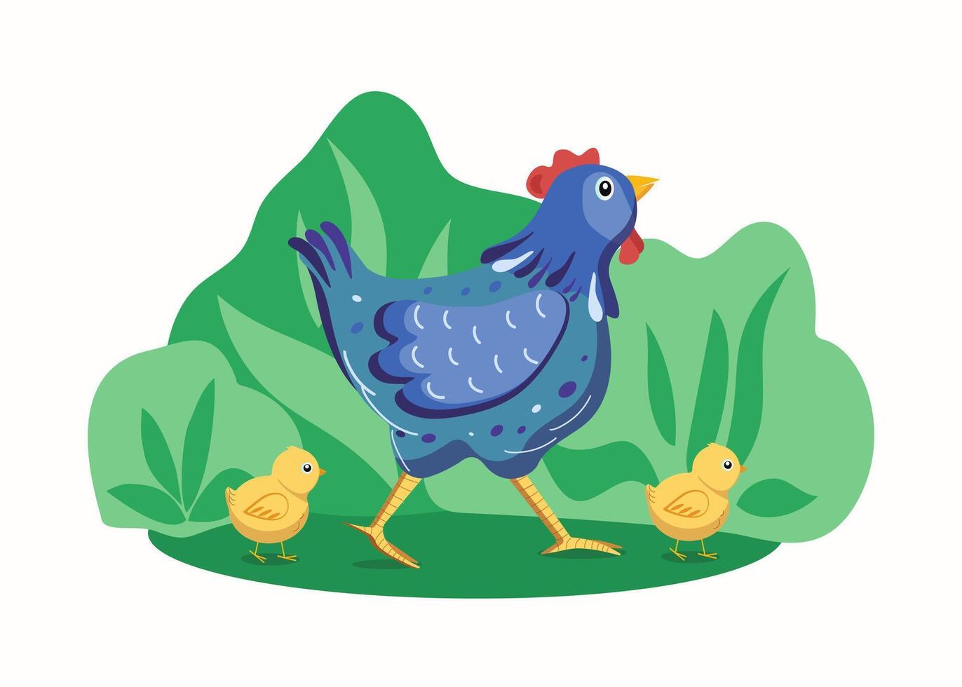 Cute hen and chick. Chicken, pet. Farm, livestock. illustration on isolated background. vector
