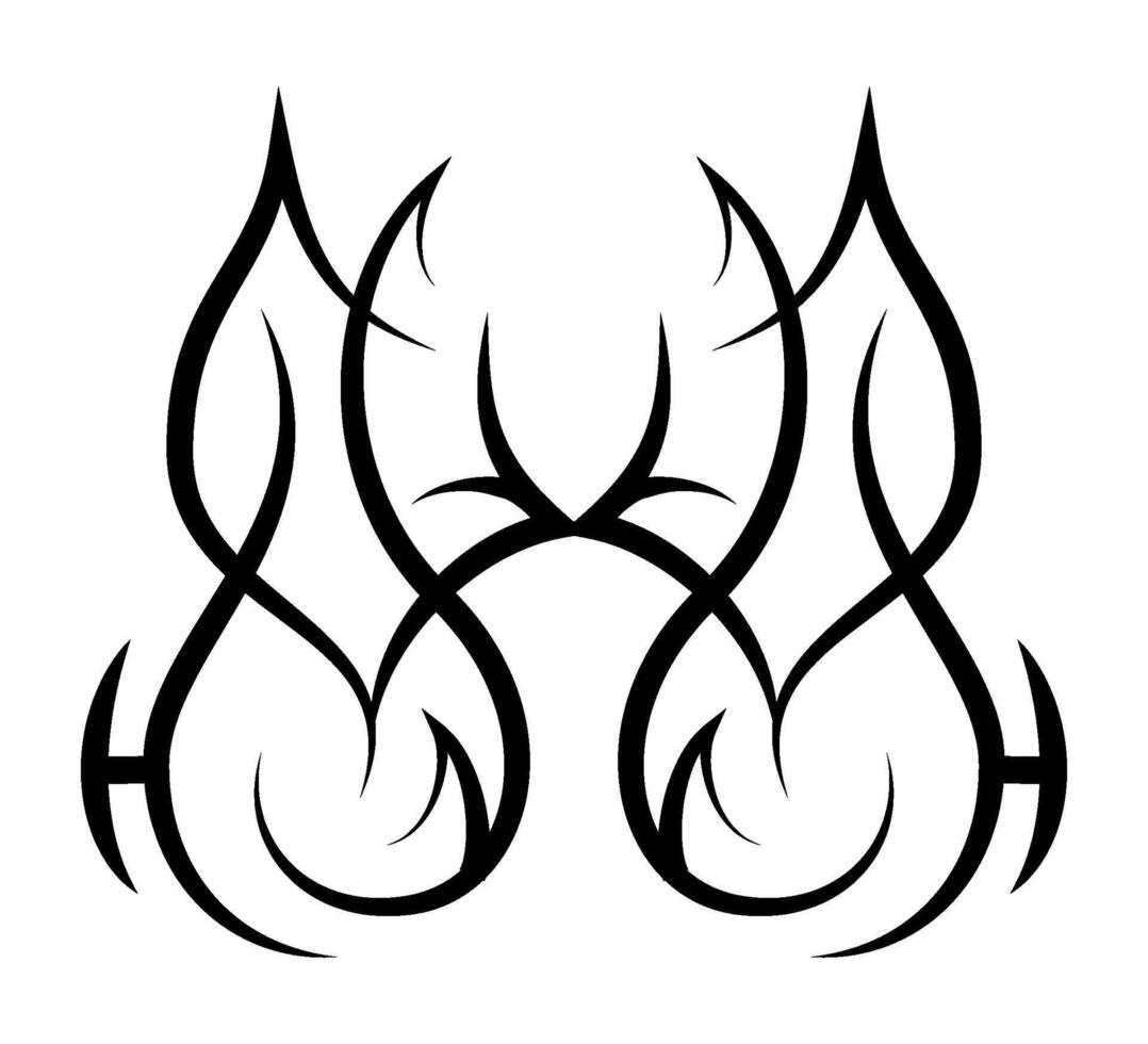 Neo abstract tribal tattoo. Mirror black shoulder tattoo. Cyber sigilism style hand drawn ornament. Celtic gothic body ornament shapes. Maori ethnic element isolated on white background. Sketch art vector