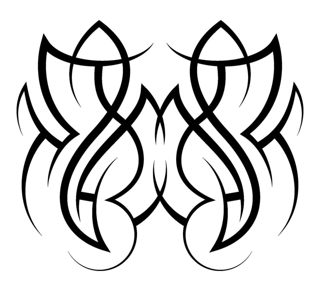 Neo abstract tribal tattoo. Vertical black shoulder tattoo. Cyber sigilism style hand drawn ornament. Celtic gothic body ornament shapes. Maori ethnic element isolated on white backdrop. Sketch design vector