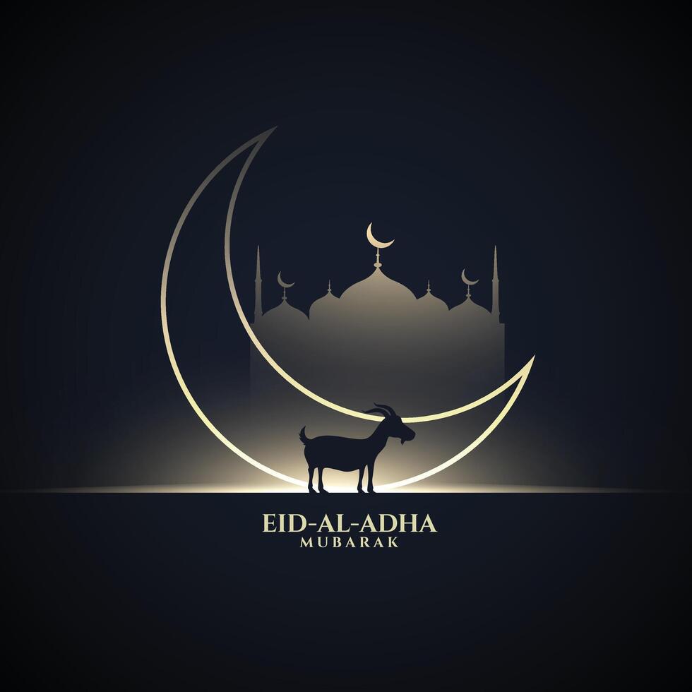 Eid Al Adha Mubarak with Goat and Moon Concept vector