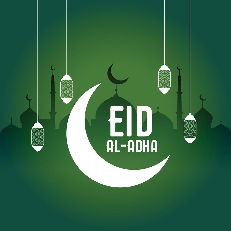 Eid Al Adha Mubarak with Goat and Moon Concept vector