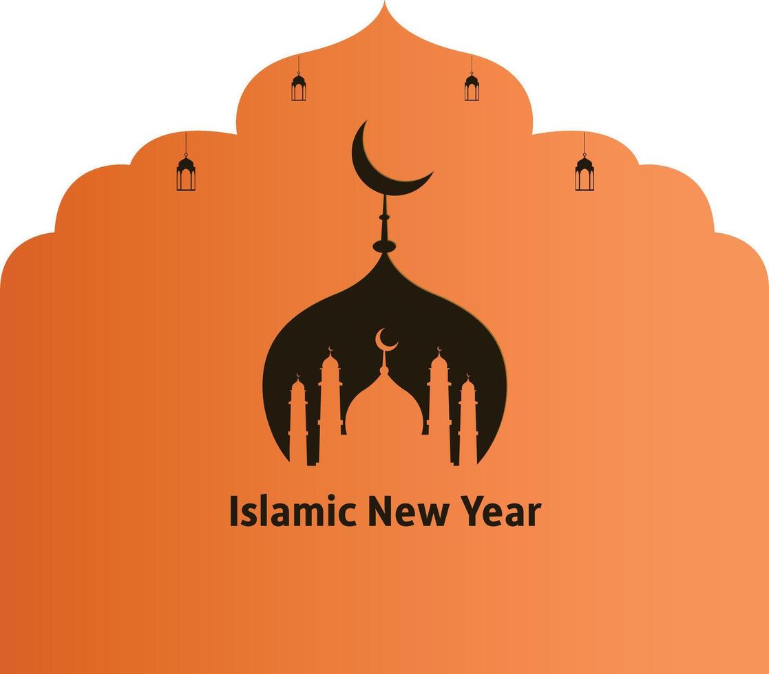 Happy Islamic New Year 1445 H.Islamic Greeting Card Concept with Arabic Lantern Design Illustration. Happy New Hijri Year with Calligraphy vector