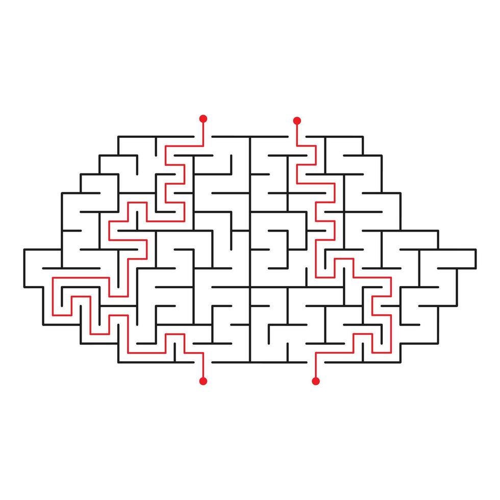 Children's game - a labyrinth for two. Teaching children. Who will find the way out of the maze faster vector
