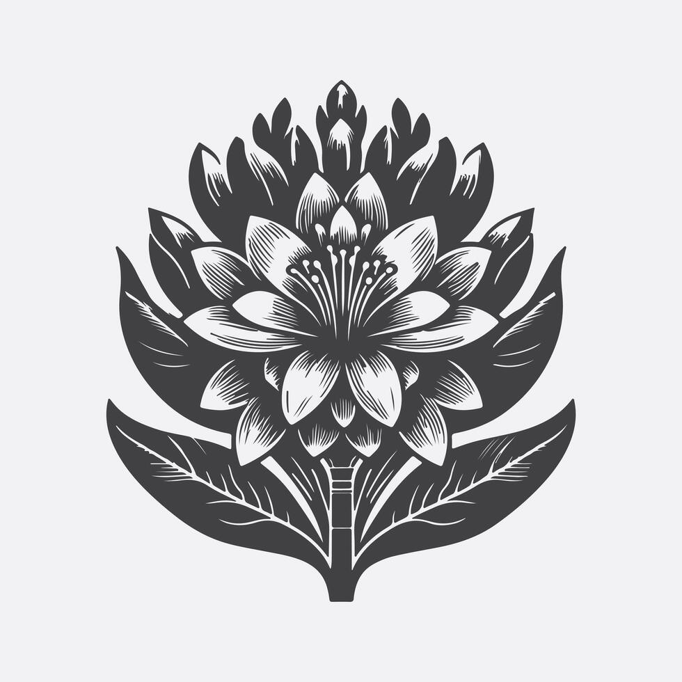 Print Enchanting Tuberose Flower Silhouette, A Delicate Dance of Shadows vector