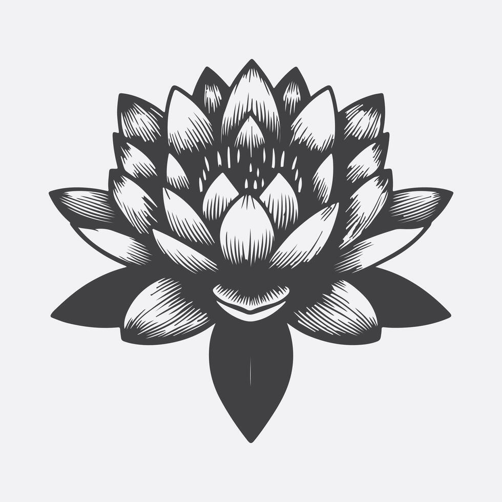 Print Mesmerizing Water Lily Flower Silhouette, A Symphony of Elegance and Tranquility vector