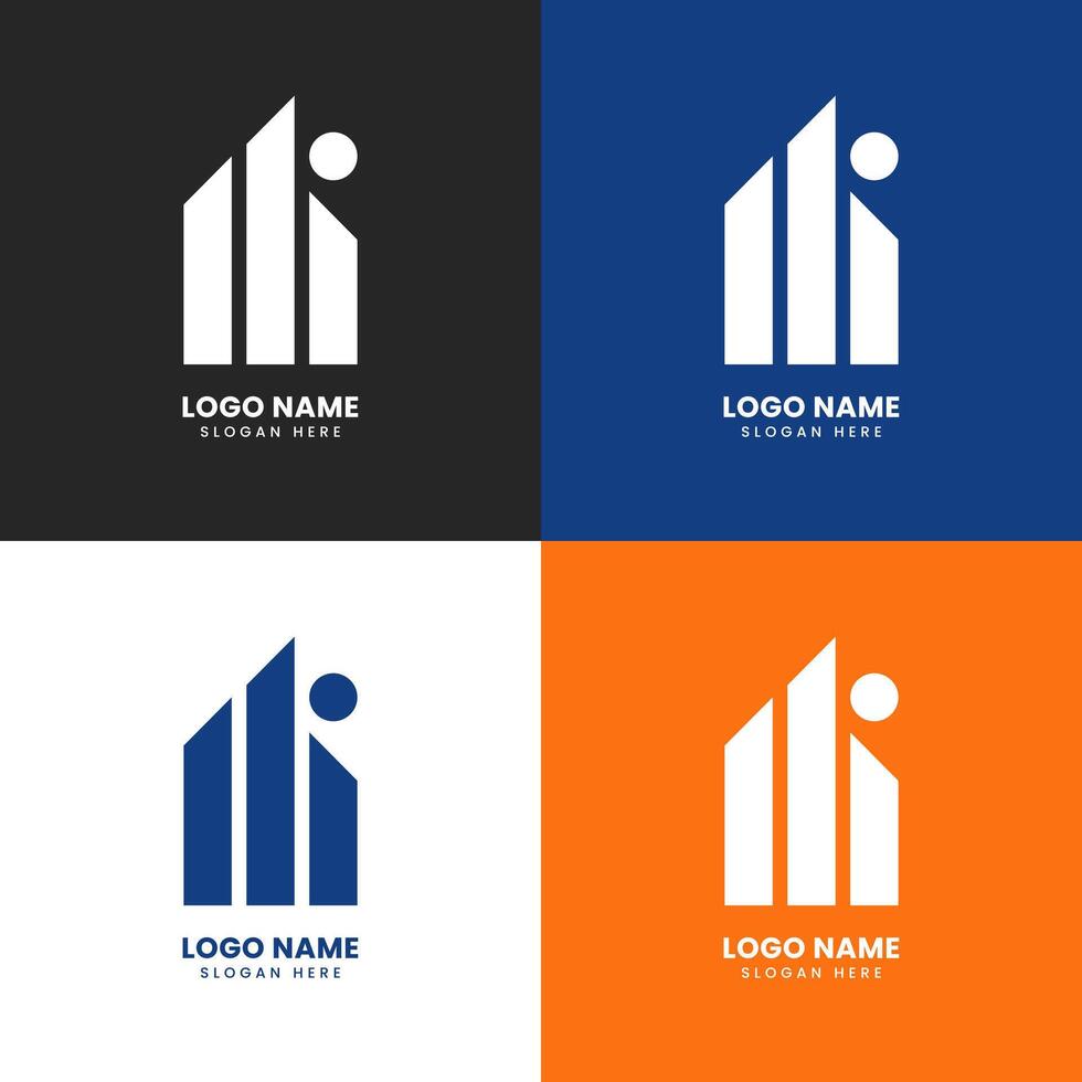 letter H and I logo. Modern real estate letter logo design. vector
