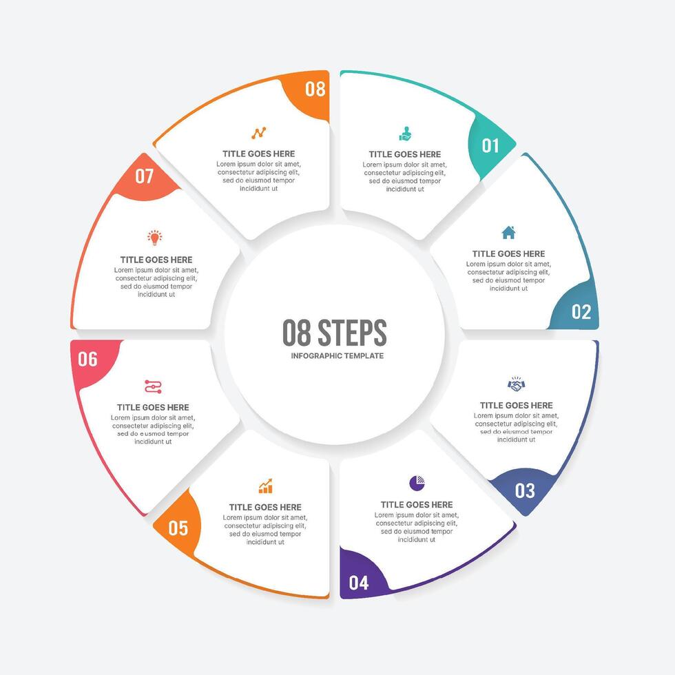 Circle Round Cycle Business Infographic Design Template with 8 Options vector