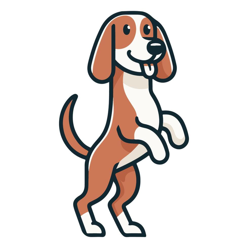 Coonhound Dog stands on hind legs illustration vector