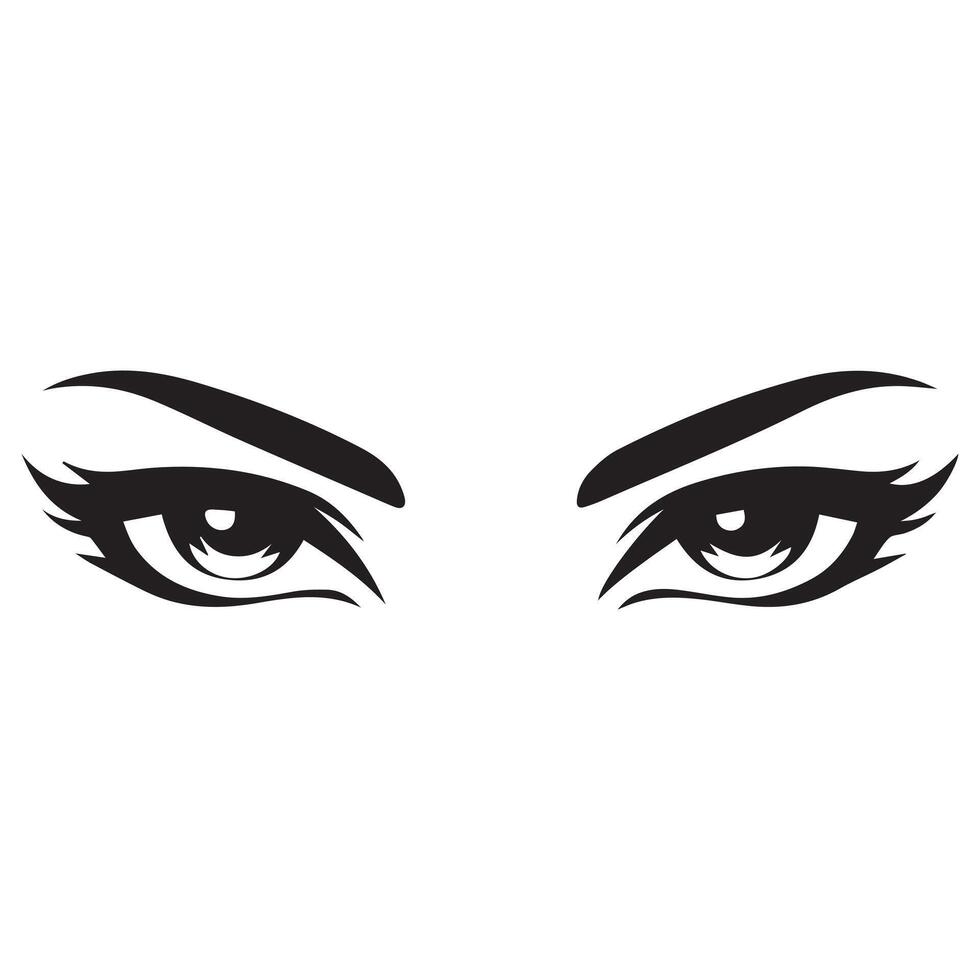 Eyes with a seductive half closed gaze illustration in black and white vector